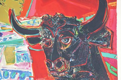 null Roger BEZOMBES (1913-1994).

La corrida.

Lithographie en couleurs.

Signée,...