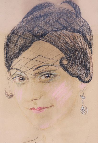 null Ecole française vers 1930.

Portrait de femme au bibi.

Technique mixte sur...