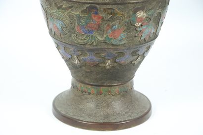 null JAPON.

Paire de vases en bronze et émaux chanlevés.

Epoque Meiji.

H_48 cm...