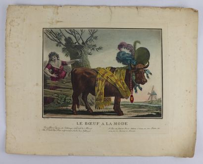 null Frans SWAGERS (1756-1836), d'après.

Le boeuf à la mode.

Deux estampes en noir,...