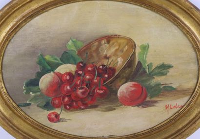 null M. LEBRUN, vers 1900-1920.

Nature morte aux fruits.

Huile sur toile, ovale,...