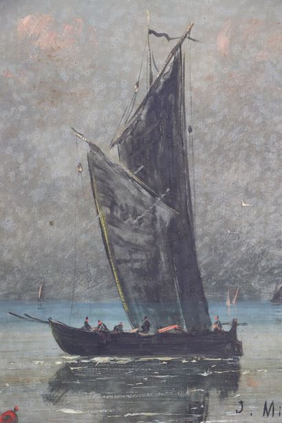 null 
J. MILON (XIXème-XXème siècle).



Embarcation.




Huile sur cuivre, signée...