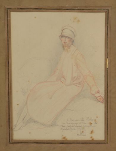 null Louis VALLET (1856-1940).

Portrait de Melle Mette, 1926.

Dessin aux crayons.

Signé,...