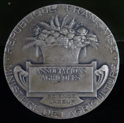 null Ensemble de médailles comprenant : 

Quatre médailles de sociétés d'horticulture,...