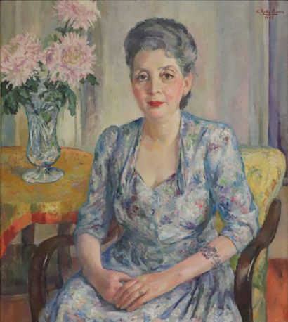 null Karl ROTH-CORAUX (1903-1978).

Portrait de femme.

Huile sur panneau, signée...