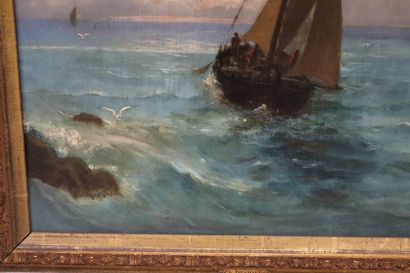 null Charles DESHAYES (1831-1895).

Marine, temps calme.

Huile sur toile, signée...