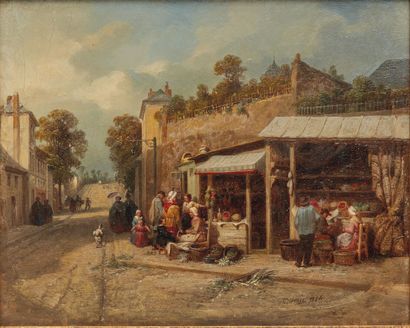 null Edme DUMÉE (Rouen 1792-1861).

Rue animée.

Huile sur carton, signée et datée...
