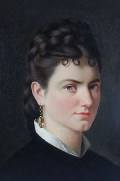 null Ecole française de la fin du XIXème siècle.

Portrait de femme de profil.

Huile...