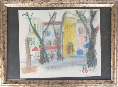 null Shoichi HASEGAWA (né en 1929).

Place de village.

Pastel gras.

H_19 cm L_22,5...