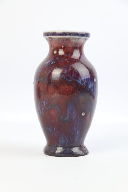 null SEVRES.

Vase en porcelaine à décor violine et turquoise, sur fond sang-de-boeuf.

Marque-date...