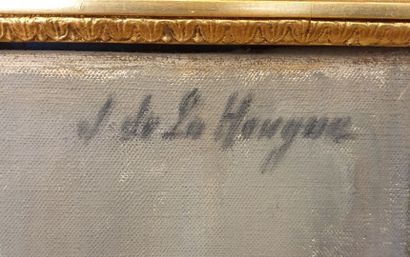 null Jean DE LA HOUGUE (1874-1959).

Nu au collier.

Huile sur toile, signée en haut...
