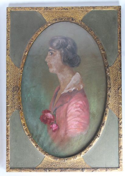 null Jadwega MATAWOWSKA (1874-1963), école polonaise.

Portrait de femme de profil.

Pastel...