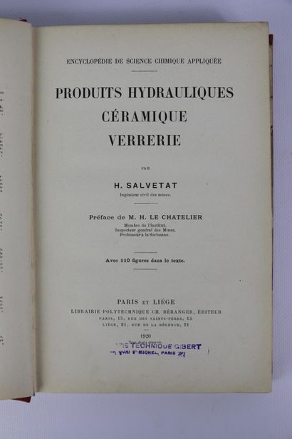 null H. SALVETAT.

Produits hydrauliques, céramique, verrerie.

Paris & Liège, 1...