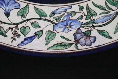 null Plat en faïence de Nevers à décor polychrome de fleurs.

Marqué au revers Fait...