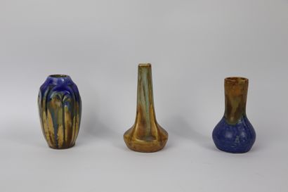 null PUISAYE et divers.

Ensemble de neuf petits vases en grès émaillé, dont Lebret,...