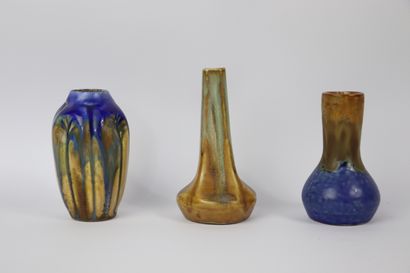 null PUISAYE et divers.

Ensemble de neuf petits vases en grès émaillé, dont Lebret,...