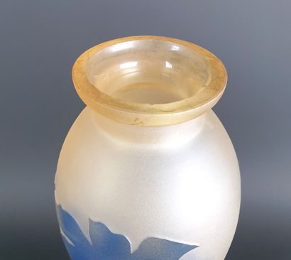 null DE VIANNE.

Vase à base évasée en verre multicouches traité en réserve bleu...
