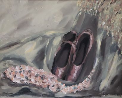 null Dominique KINDERMANN (XXème siècle, Monaco)

Chaussons de danse et fleurs.

Huile...