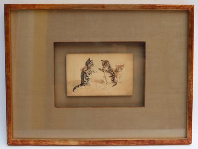 null Albert-Jules EDOUARD (Caen 1845-1919).

Les chatons.

Lavis d'encre et d'aquarelle,...