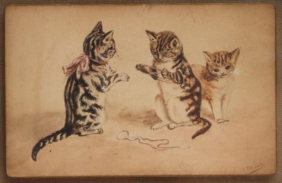 null Albert-Jules EDOUARD (Caen 1845-1919).

Les chatons.

Lavis d'encre et d'aquarelle,...