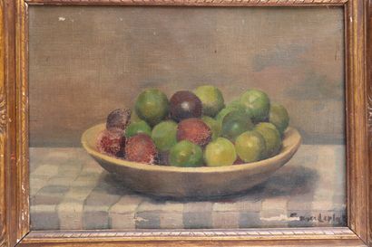 null Ecole française des années 1920.

Nature morte aux quetsches.

Huile sur toile,...