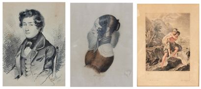 null Ensemble de trois dessins de l'école française du XIXème siècle.

Portrait d'homme,...