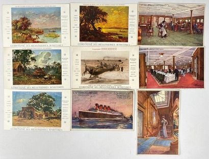 null Lot de dix-huit cartes postales : Compagnie des Messageries Maritimes (14) et...