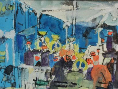 null Jean EDELMANN (1916-2008).

Guinguette.

Gouache et aquarelle sur papier, signée...