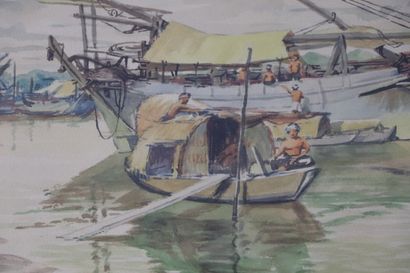 null Léo CRASTE (1887-1970).

Saïgon, l'arroyo chinois, Indochine, juillet 39.

Aquarelle...