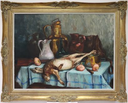 null Edmond DEFROYENNES (1896-1977).

Nature morte au lièvre.

Huile sur toile, signée...