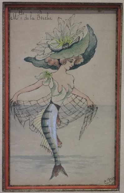 null Ecole française vers 1900, C. DORELLE.

Les femmes poissons.

Suite de douze...