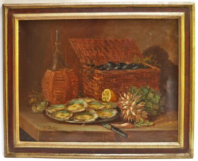 null Albert BELOT (XXème siècle).

Nature morte aux huitres et aux radis.

Huile...