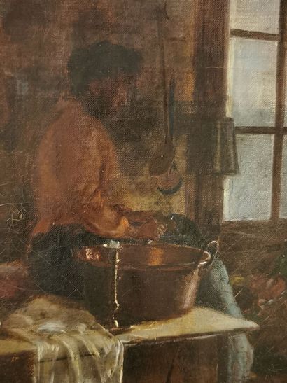 null A. BELHOMME - Actif au XIXème siècle.

Femme au chaudron 

Huile sur toile,...