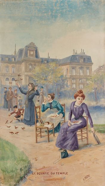 null A BASSI, circa 1900.

Paris, la rue de Bretagne et le square du Temple.

Deux...