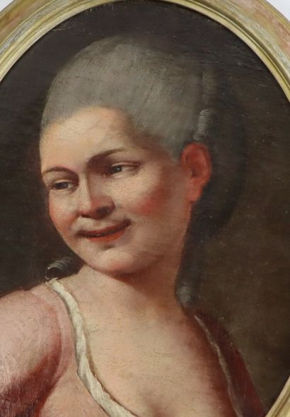 null Ecole Vénitienne du XVIIIème siècle.

Portrait de femme.

Huile sur toile, ovale.

H_39...