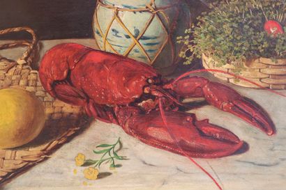 null Alexander STANESBY (1832-1916).

Nature morte au homard.

Huile sur panneau,...