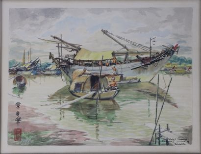null Léo CRASTE (1887-1970).

Saïgon, l'arroyo chinois, Indochine, juillet 39.

Aquarelle...