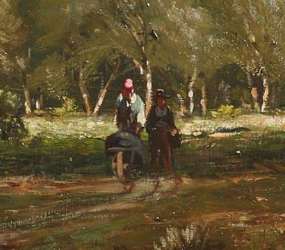 null Aimé PERRET (1847-1927).

Scènes de labour dans une clairière.

Huile sur toile,...