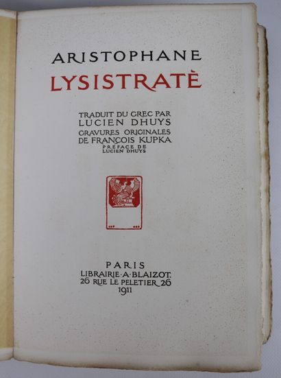 null ARISTOPHANE. Lysistrate. 

Paris. Auguste Blaizot. 1911.

 In-4, broché. 

Illustrations...