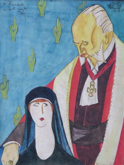 null Jean-Henri GROMOLARD (1888-1953).

Portrait d'un juge et d'une religieuse.

Encre...