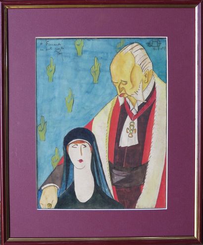 null Jean-Henri GROMOLARD (1888-1953).

Portrait d'un juge et d'une religieuse.

Encre...