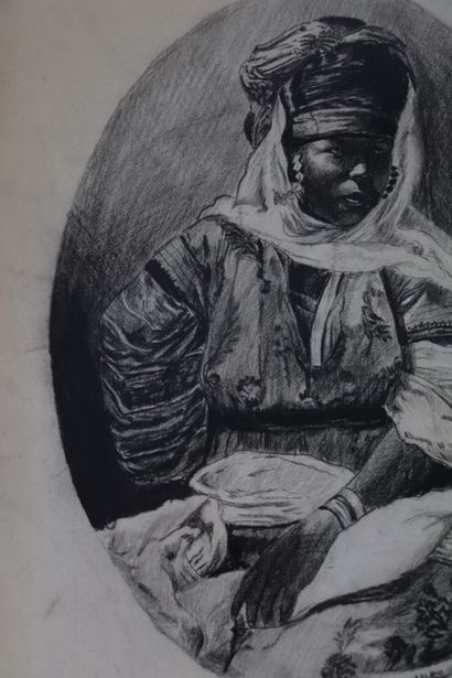 null Maurice JOINET (1904-1974).

Femme d'Afrique du Nord.

Dessin au fusain, signé...