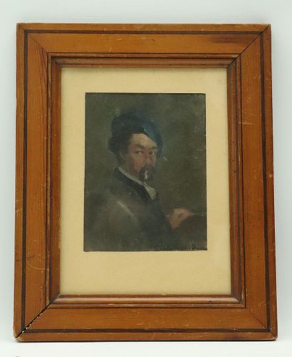 null Paul-Louis MARTIN DES AMOIGNES (1850-1925). 

Autoportrait, jeune. 

Huile sur...