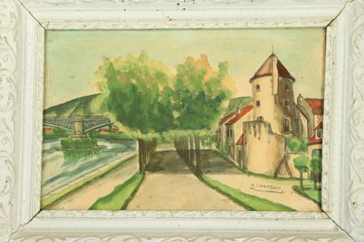 null Emile CHAMBON (1902-1959).

Nevers, la Tour Gauguin et les bords de Loire.

Encre...