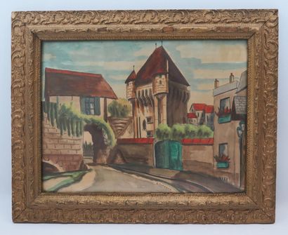 null Emile CHAMBON (1902-1959).

Nevers, la Porte du Croux.

Aquarelle sur papier,...