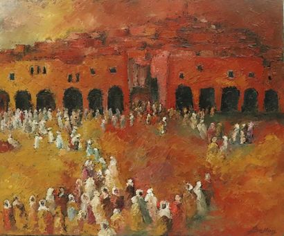 null Pierre BELLON (1930-2009).

Ghardaïa, foule.

Huile sur toile. 

Signée en bas...