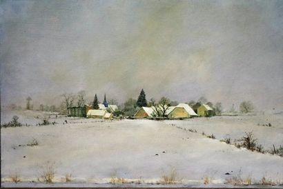 null Albert DRACHKOVITCH-THOMAS (né en 1929).

Le hameau en hiver.

Huile sur panneau,...