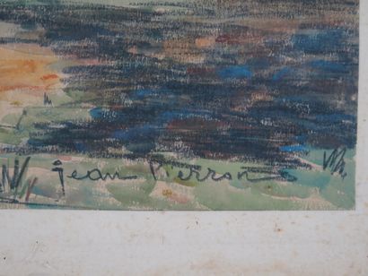 null Jean PIERRON (né en 1923).

La cathédrale de Vézelay.

Aquarelle et crayon gras.

Signée...