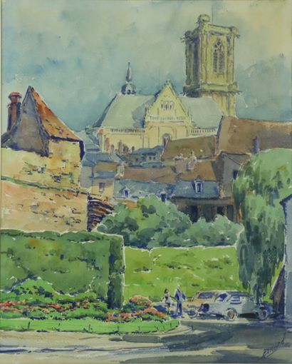 null Camille PICARD (1912-1992).

Nevers, la cathédrale vue des jardins de la Porte...