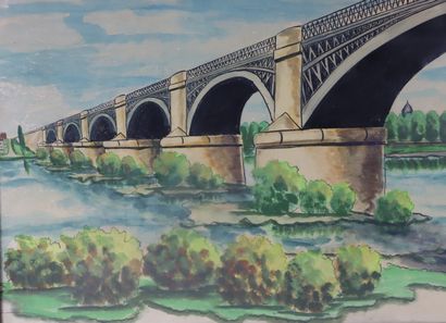 null Emile CHAMBON (1902-1959).

Nevers, le pont de chemin de fer.

Aquarelle sur...